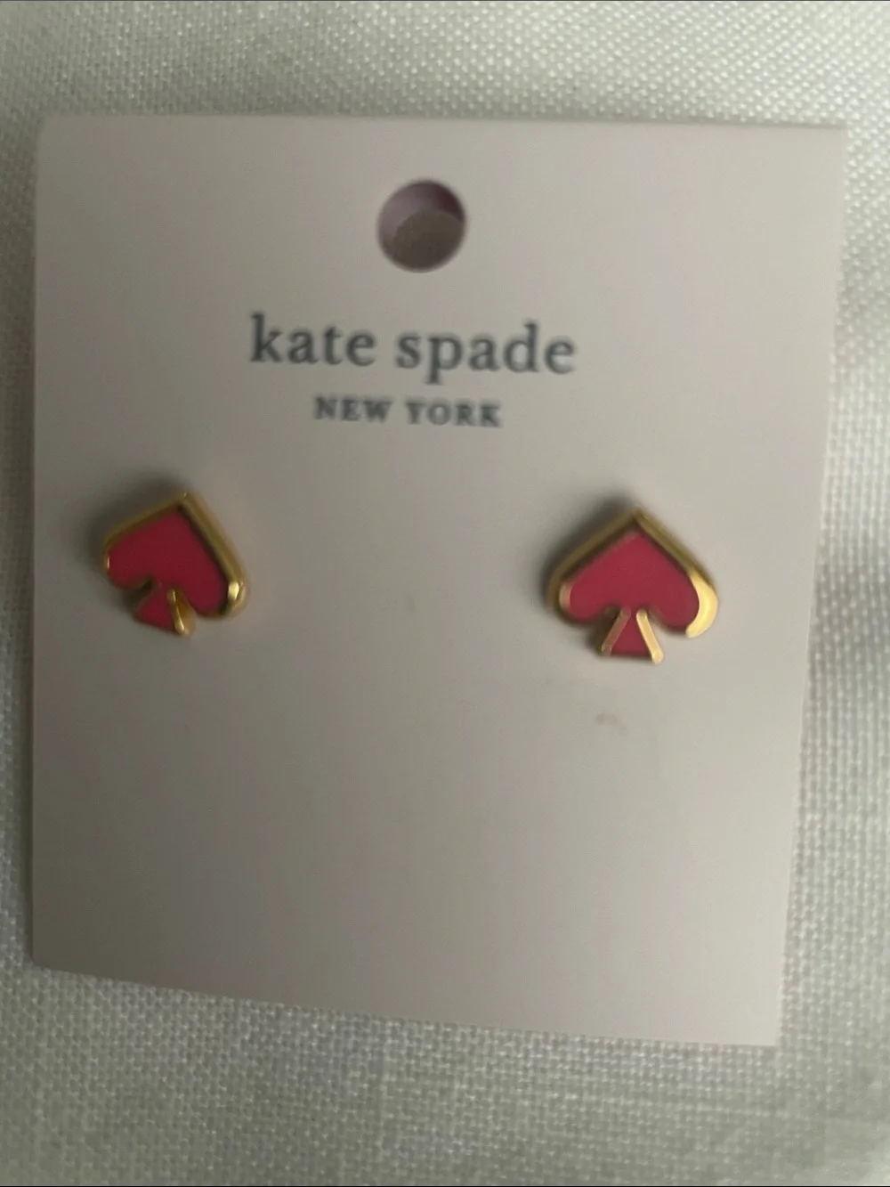 kate spade Pink Spade Icon Stud Earrings with Gold Trim NWT